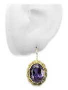 8K žlté zlato 333 Alexandrite náušnice vec007x-ax Russian Soviet USSR Vintage Art Deco style